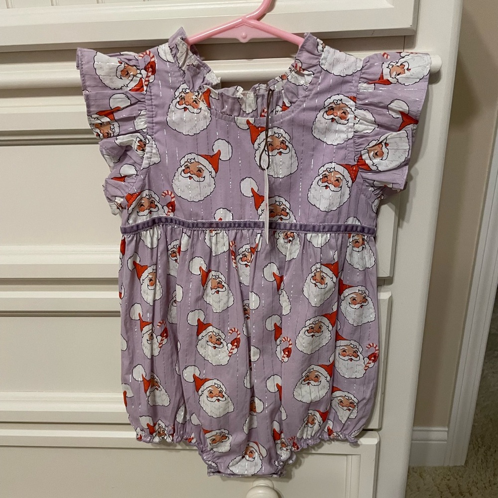 Pink Chicken Xmas Santa bubble size 18-24 months nwt